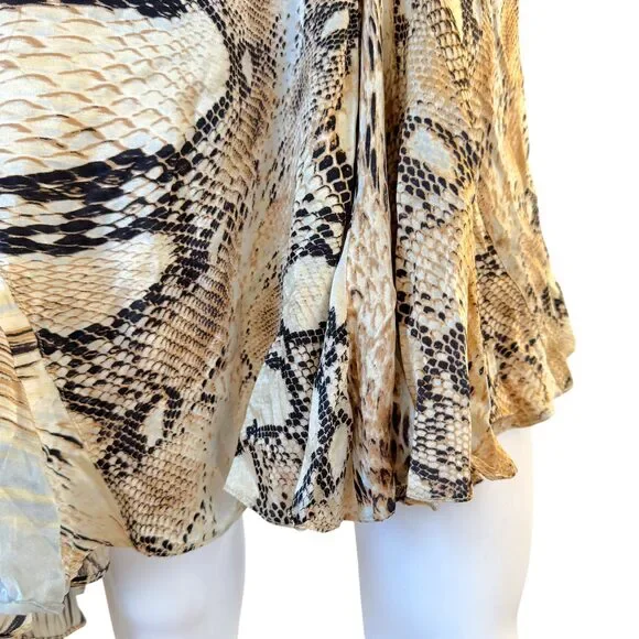 Just Cavalli Roberto Cavalli Snakeskin Print Asymmetrical Silk Skirt - Picture 4 of 6